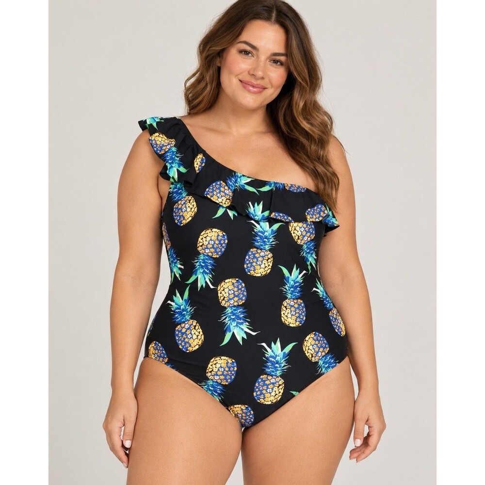 Hilor Women’s One Piece Swimsuit Size 16 Black Full Coverage Swimwear